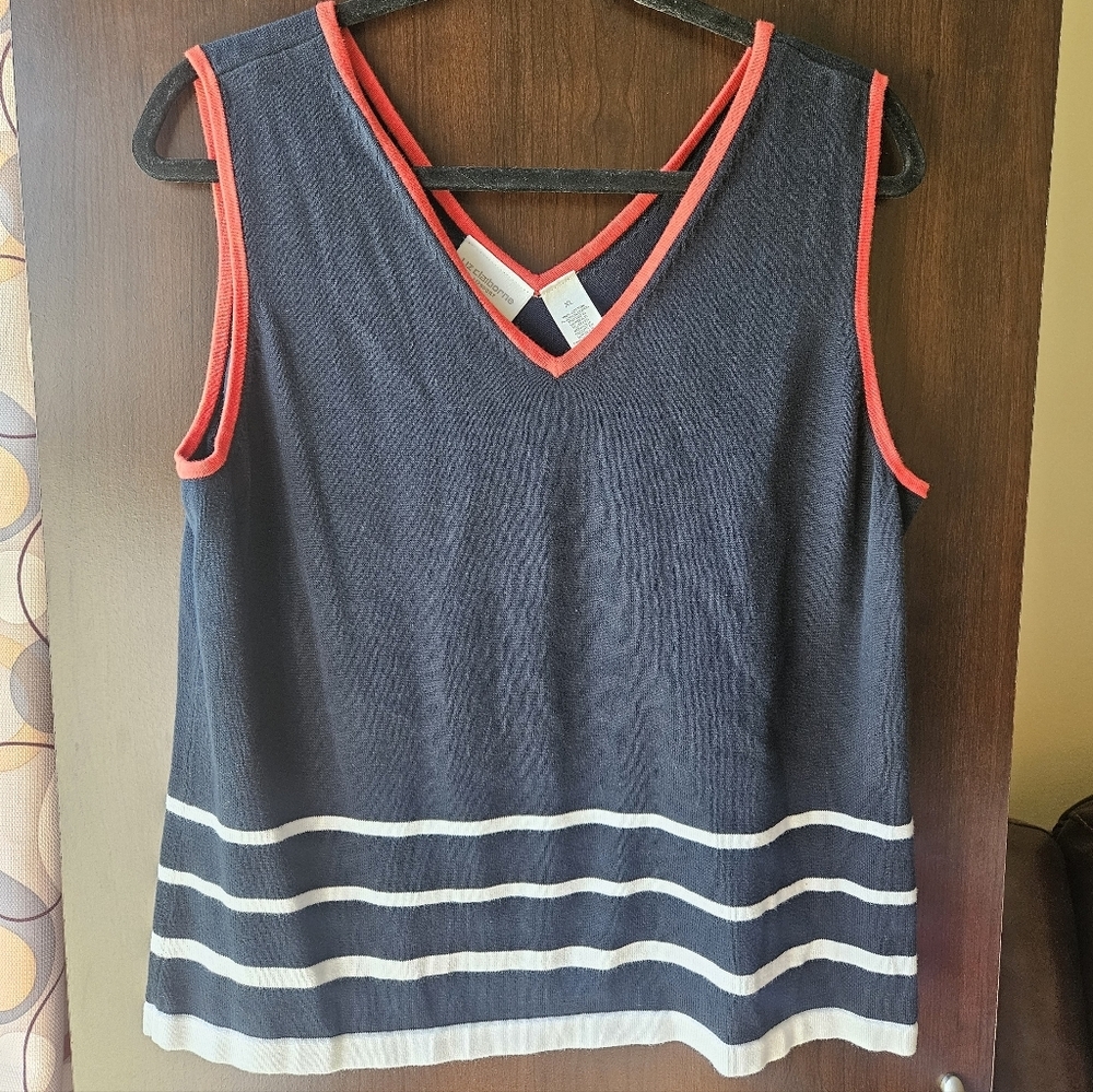 Liz Claiborne Tank Top with Red and White Accents